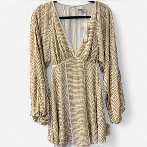 ASOS Cream and Gold Striped Dress